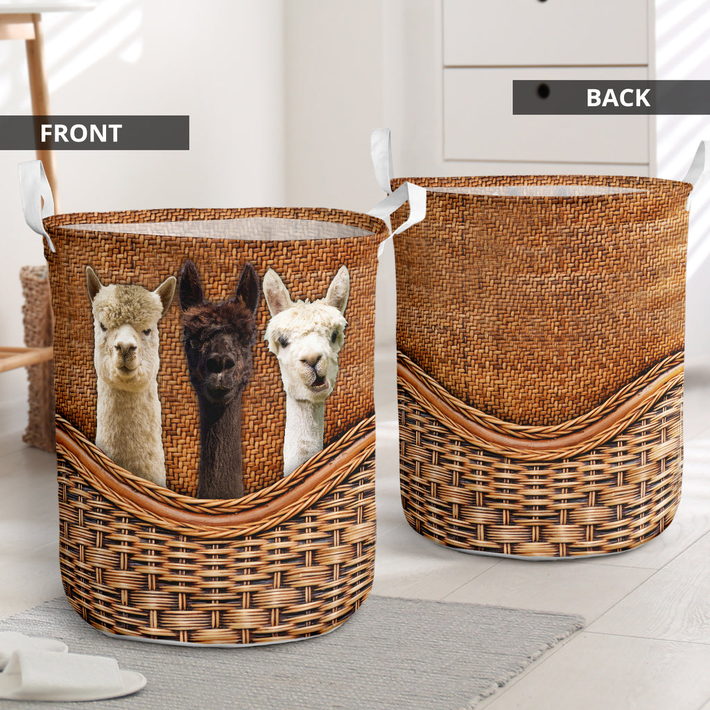 Alpaca 2 Rattan Texture Laundry Basket For Room Home Organizer