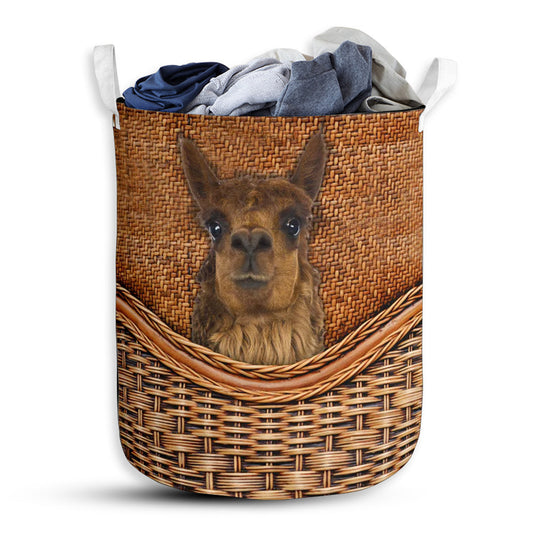 Small Size Alpaca Rattan Texture Laundry Basket For Bathroom Bedroom Storage