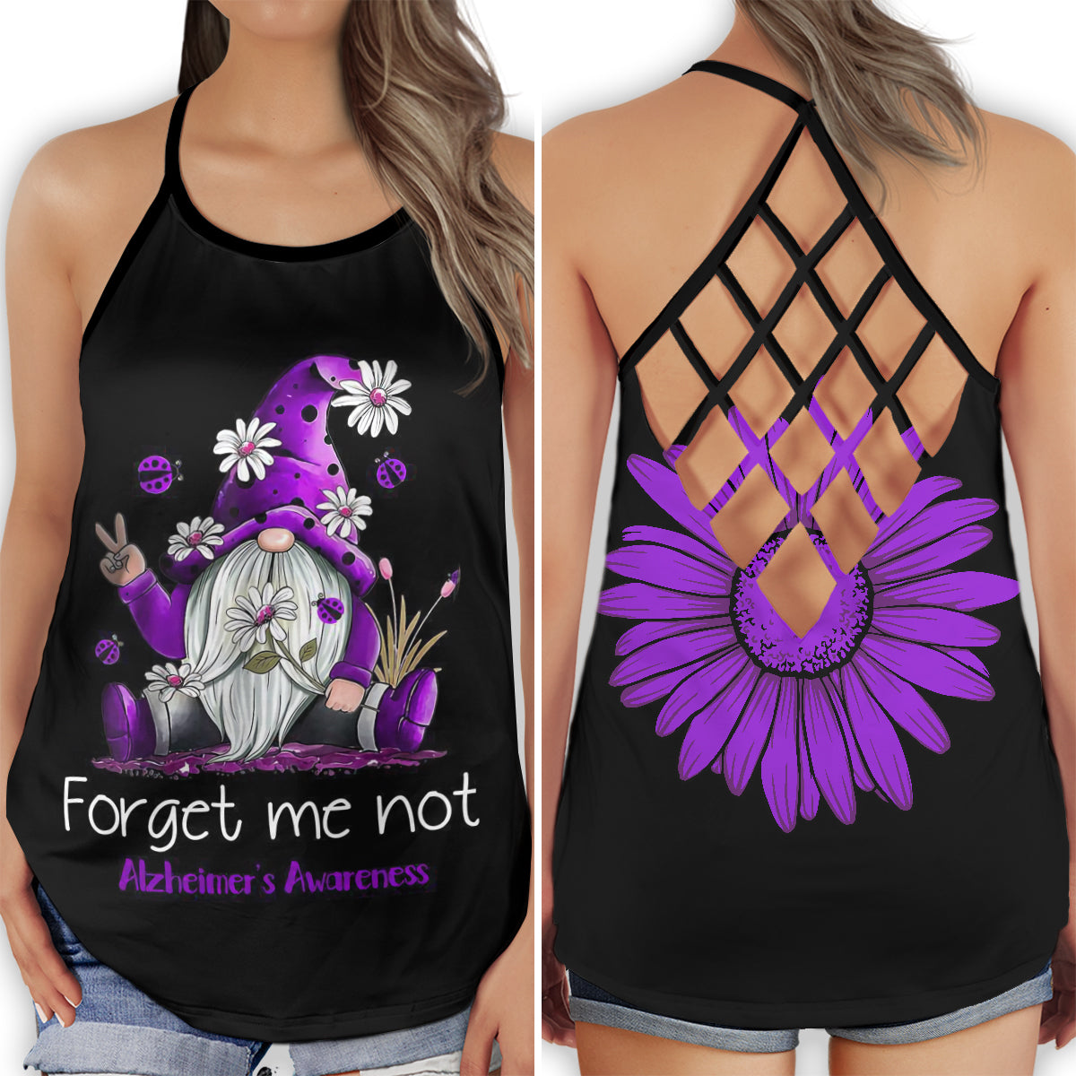 Alzheimers Awareness Forget Me Not Tribute Hollow Tank Top For Community Events And Positive Support