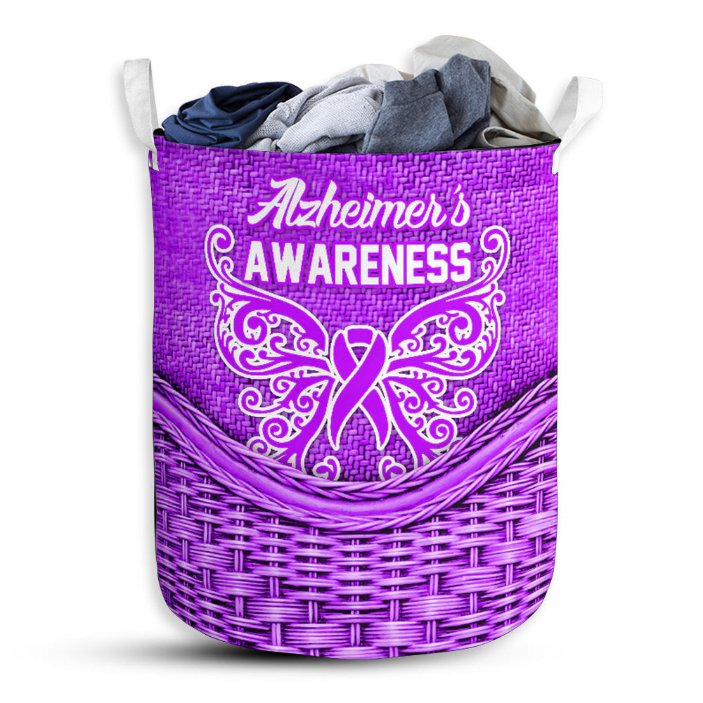 Small Size Alzheimer's Awareness Rattan Texture Laundry Basket For Bathroom Bedroom Storage