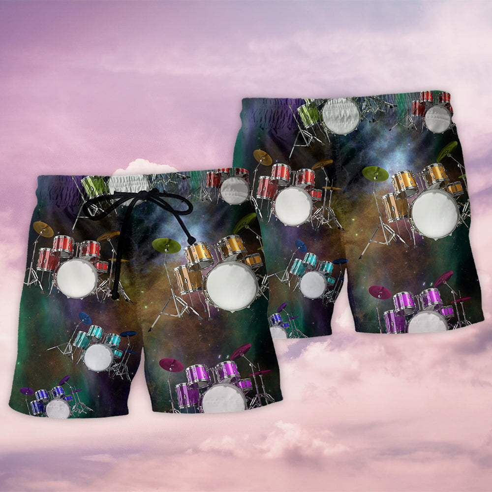 Galaxy Drums Music Beach Shorts Design View For Comfortable Resort And Beach Styling