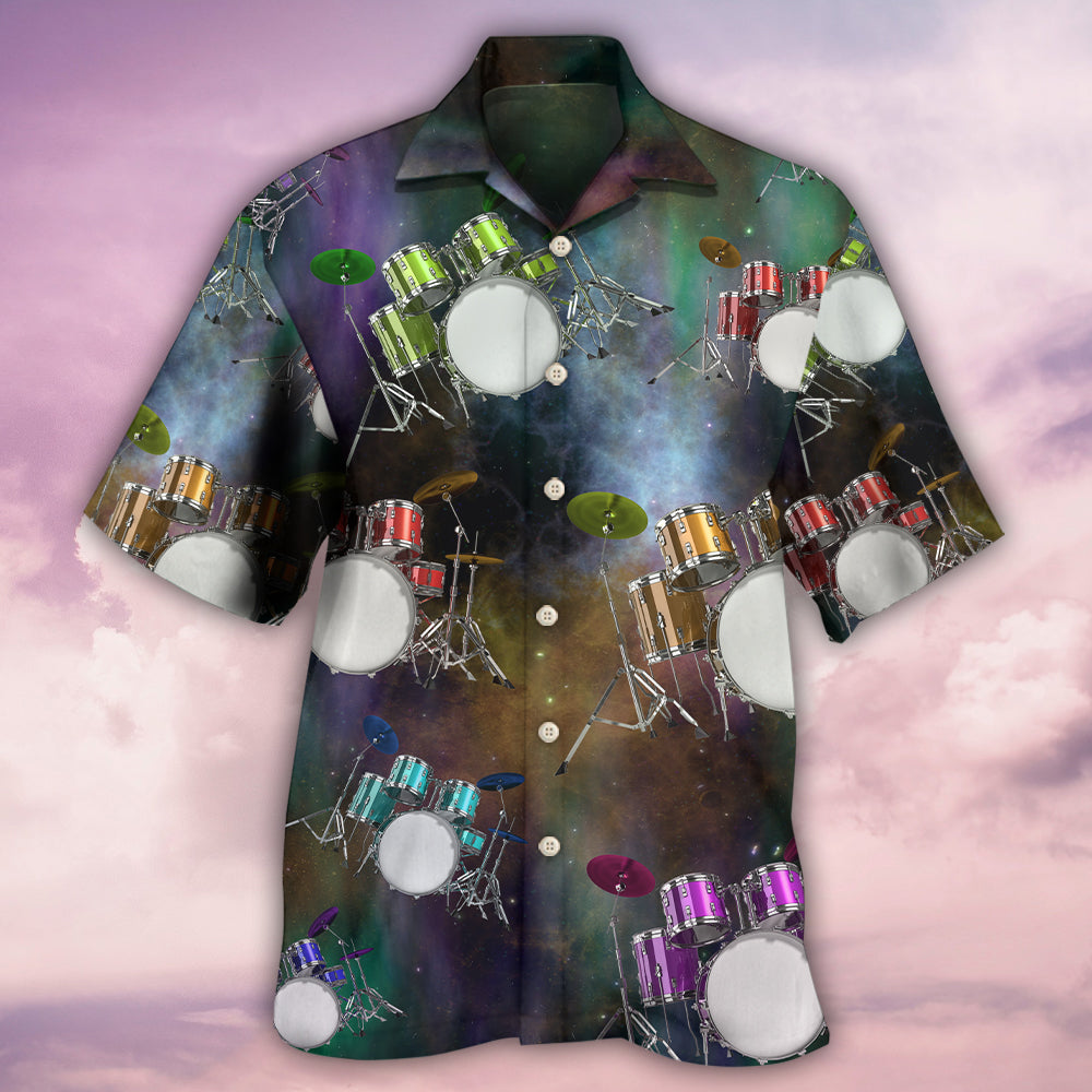 Galaxy Drums Hawaiian Shirt With All Over Print For Island Holidays Summer Parties And Casual Outdoor Wear
