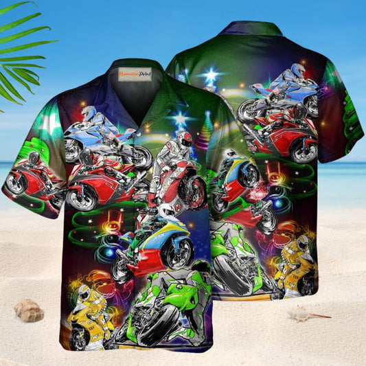 Vibrant Motorcycle Racing Hawaiian Shirt For Racing Fans, Summer Outings, And Relaxed Vacation Wear