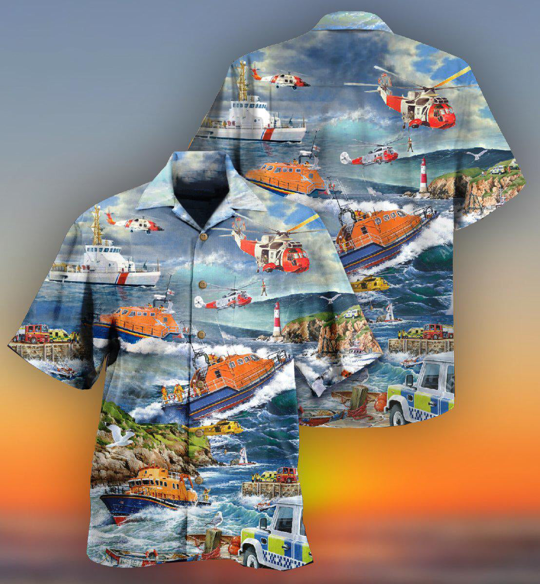 Rescue Team Hawaiian Shirt With All Over Print For Vacation Getaways Resort Wear And Casual Celebrations