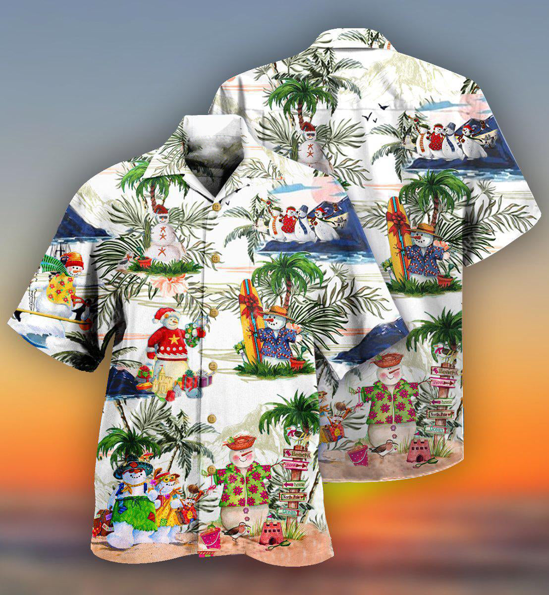 Christmas Snowman And Hawaiian Island Hawaiian Shirt With All Over Print For Coastal Adventures Summer Events And Everyday