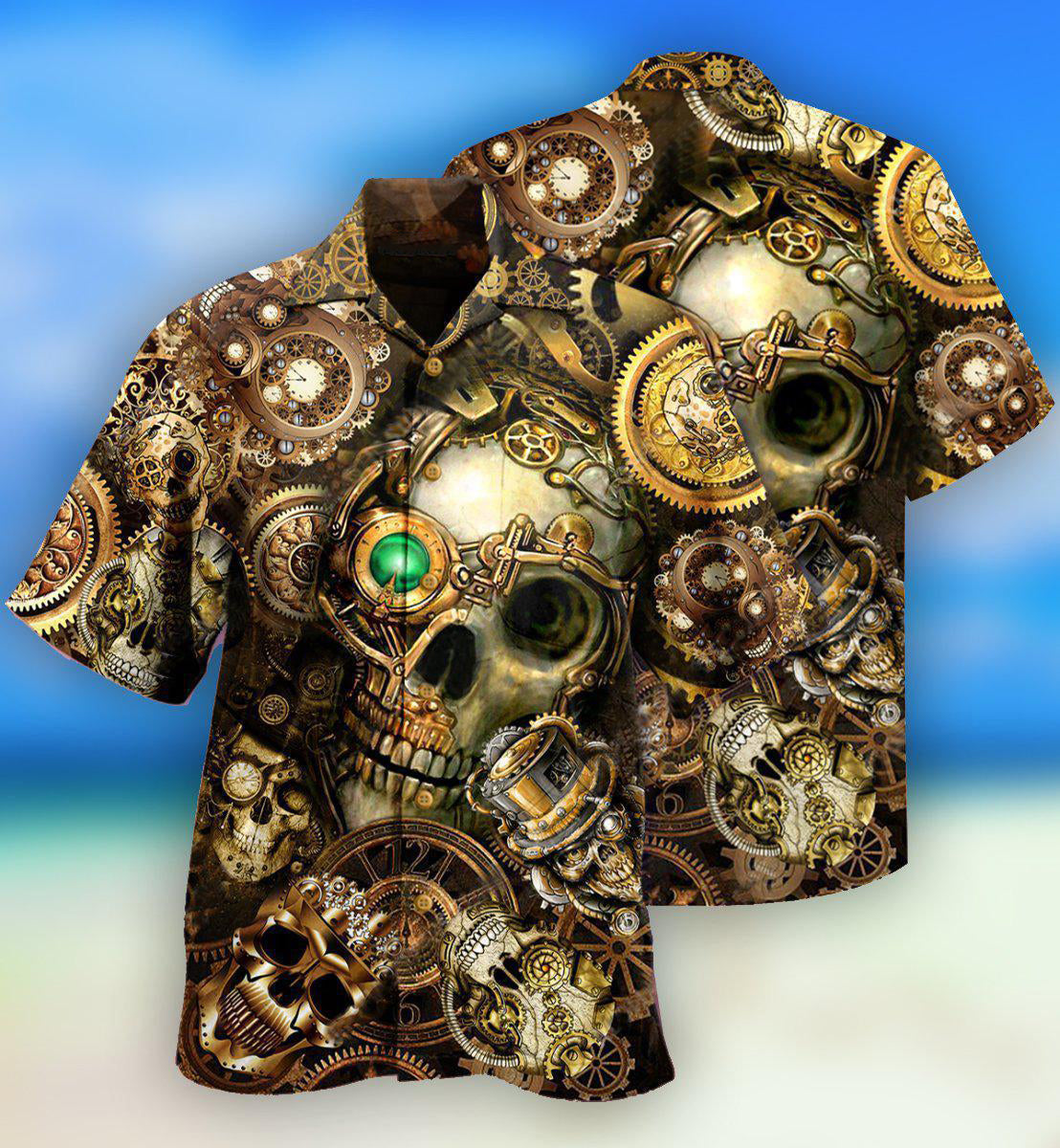 Steampunk Skull Amazing Hawaiian Shirt For Coastal Adventures And Warm Weather Wear