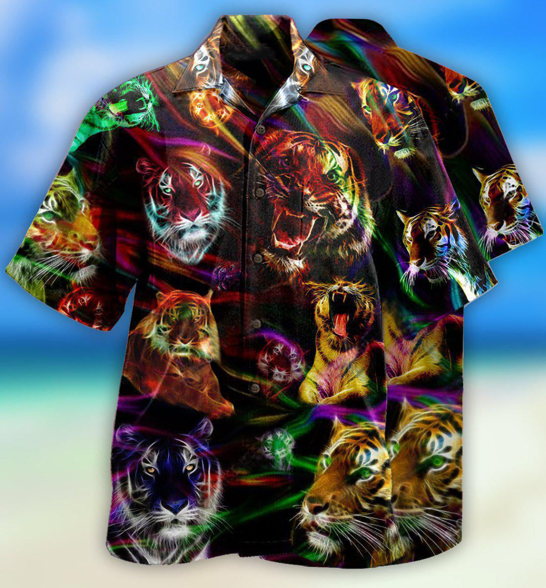 Neon Tiger Animals Amazing Hawaiian Shirt For Resort Getaways And Comfortable Summer Activities