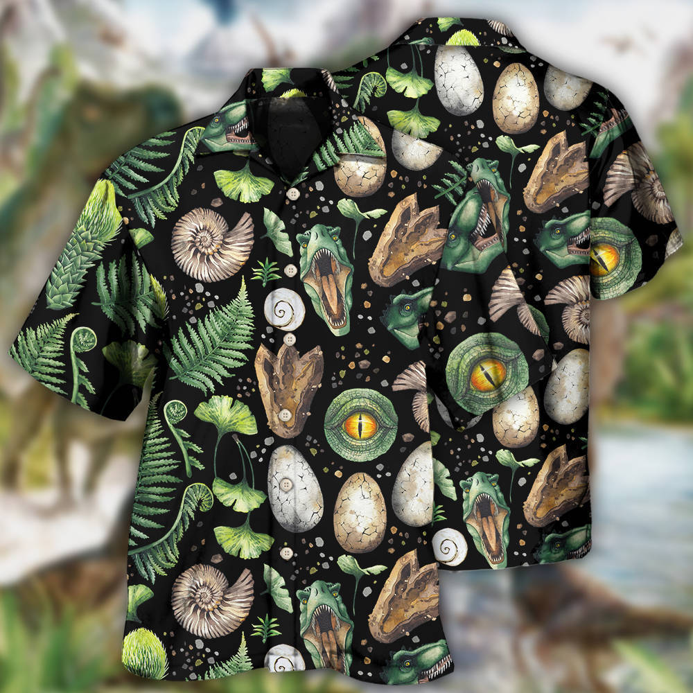 Creative Vibrant Dinosaur Pattern Hawaiian Shirt For Coastal Travel, Casual Events, And Comfortable Summer Wear