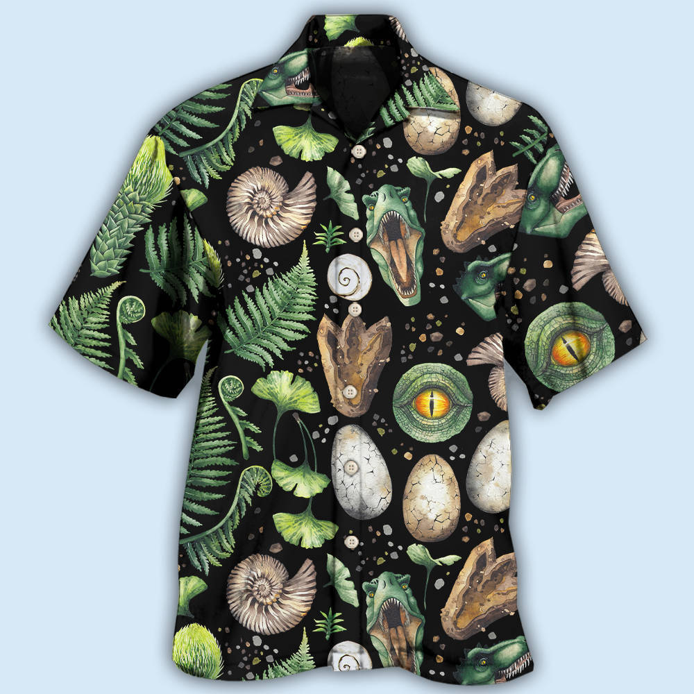 Creative Vibrant Dinosaur Pattern Hawaiian Shirt For Coastal Travel, Casual Events, And Comfortable Summer Wear