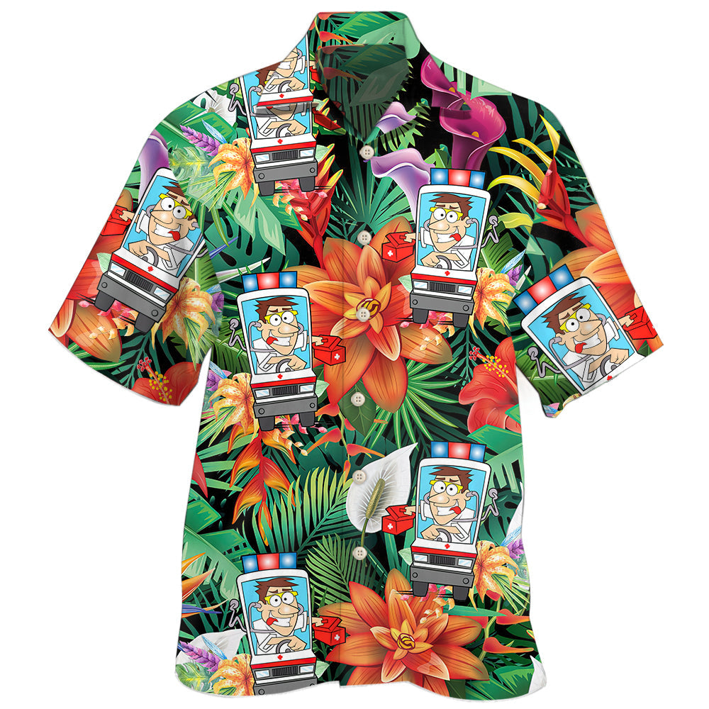 Tropical Ambulance Driver Hawaiian Shirt For Resort Trips, Coastal Parties, And Warm Weather Style