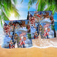 America Patriotic Christmas Santa Beach Shorts Pattern View For Weekend Trips And Outdoor Activities