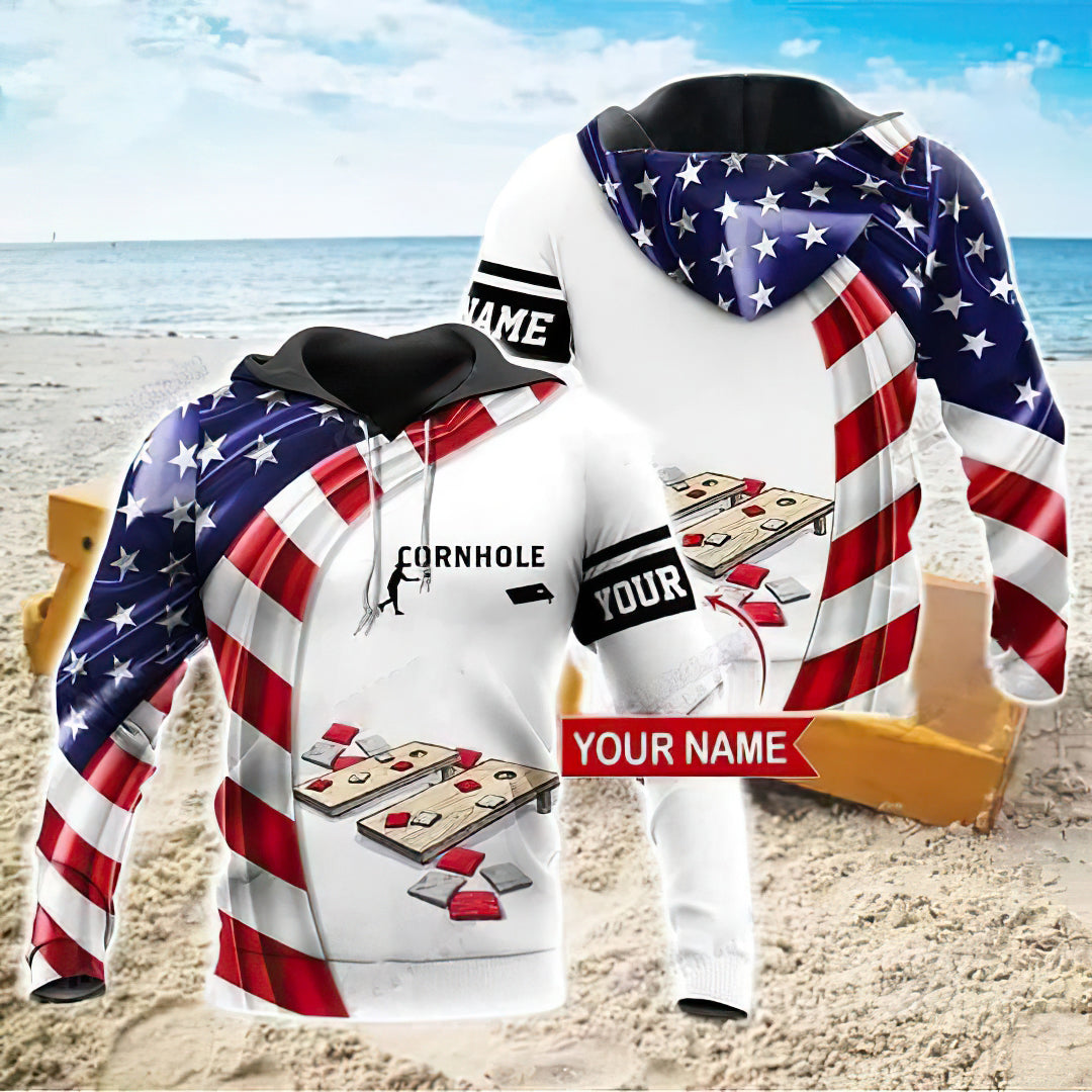 American Cornhole Personalized Hoodie For Everyday Streetwear Seasonal Travel And Gift Giving