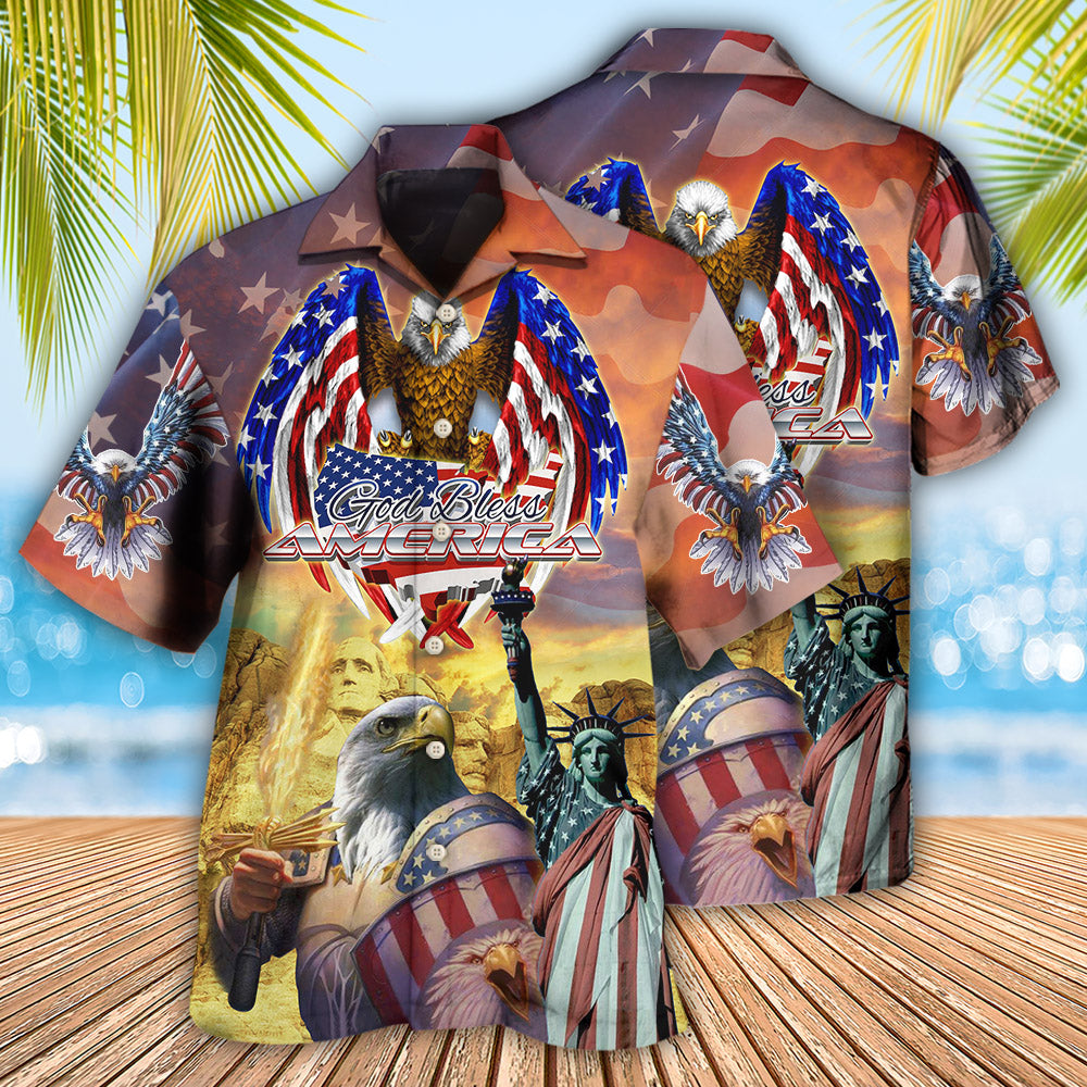 Patriotic American Eagle Hawaiian Shirt For Tropical Holidays Resort Trips And Everyday Summer Style