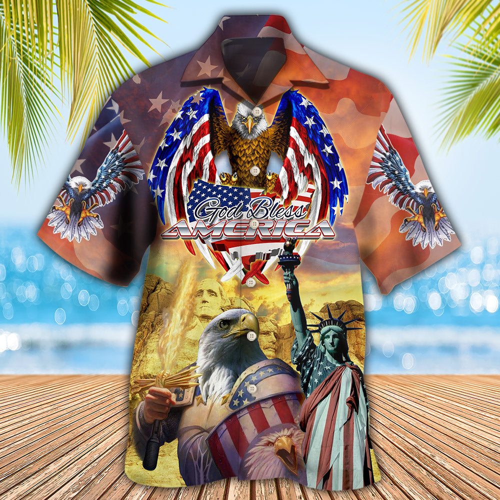 Patriotic American Eagle Hawaiian Shirt For Tropical Holidays Resort Trips And Everyday Summer Style