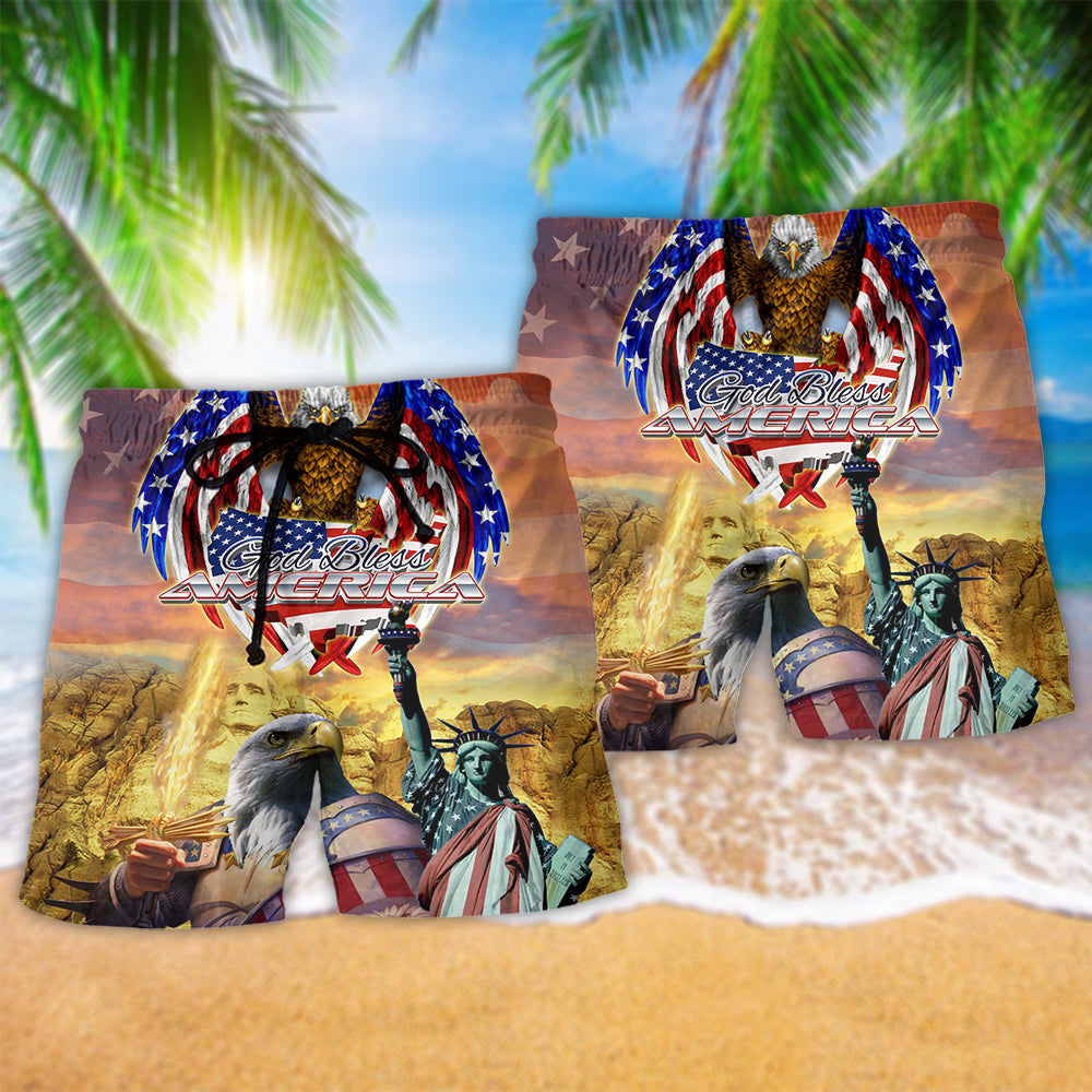 America Eagle Patriotic Classic Beach Shorts Design Detail For Coastal Escapes And Daily Wear