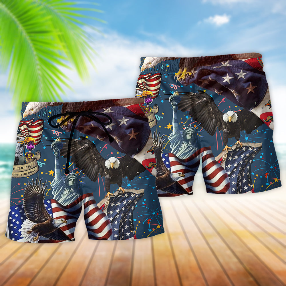 America Eagle Victory Spirit Beach Shorts For Summer Vacation And Coastal Travel