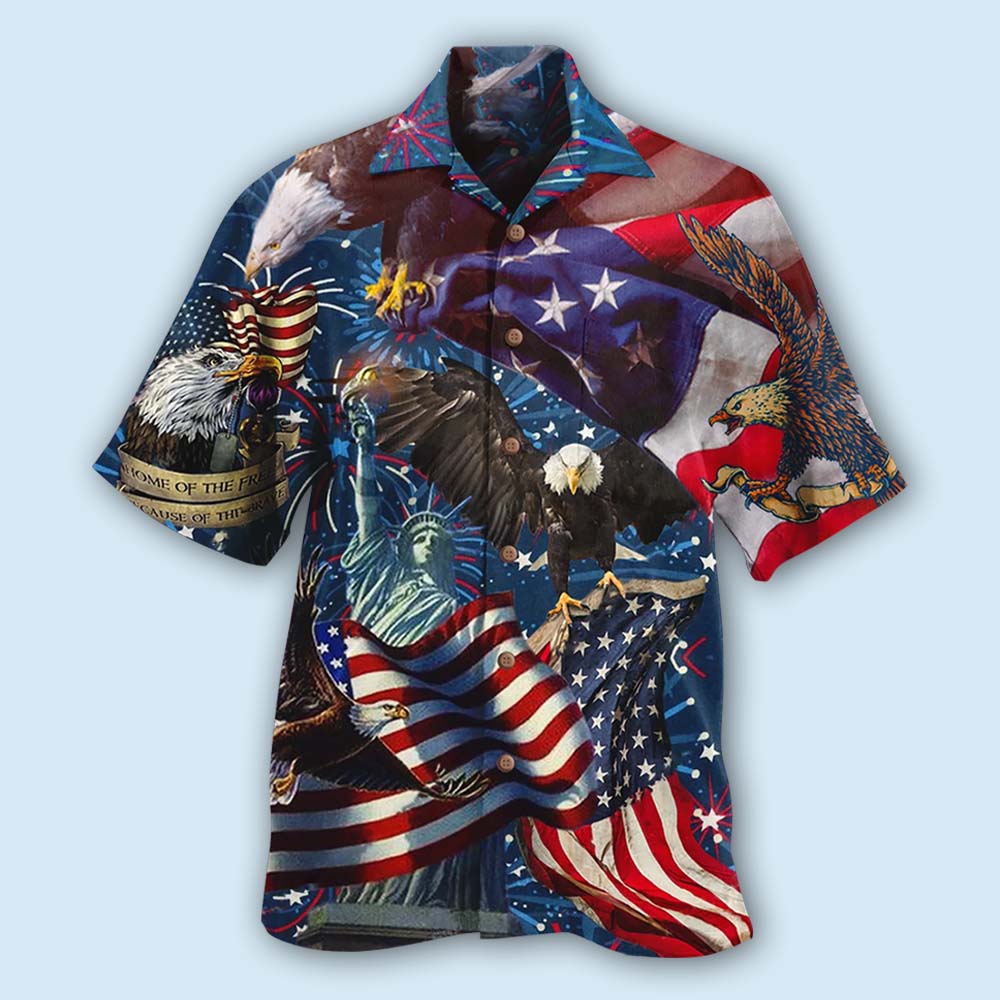 Eagle American Victory Hawaiian Shirt For Resort Getaways And Comfortable Summer Activities