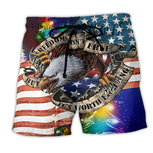 Christmas Americana Eagle Beach Shorts For Holiday Cruises And Weekend Casual Style
