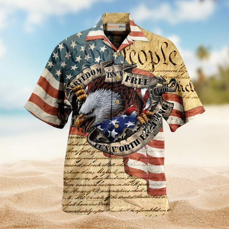 American Freedom And Patriotism Hawaiian Shirt For Summer Vacation Beach Travel And Relaxed Casual Wear