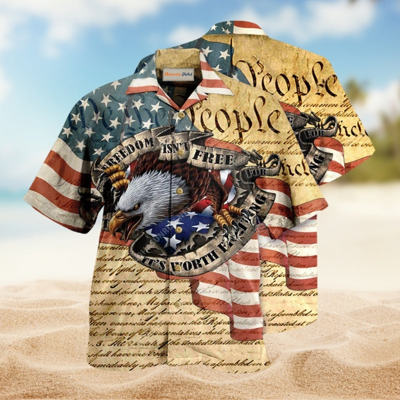 American Freedom And Patriotism Hawaiian Shirt For Summer Vacation Beach Travel And Relaxed Casual Wear