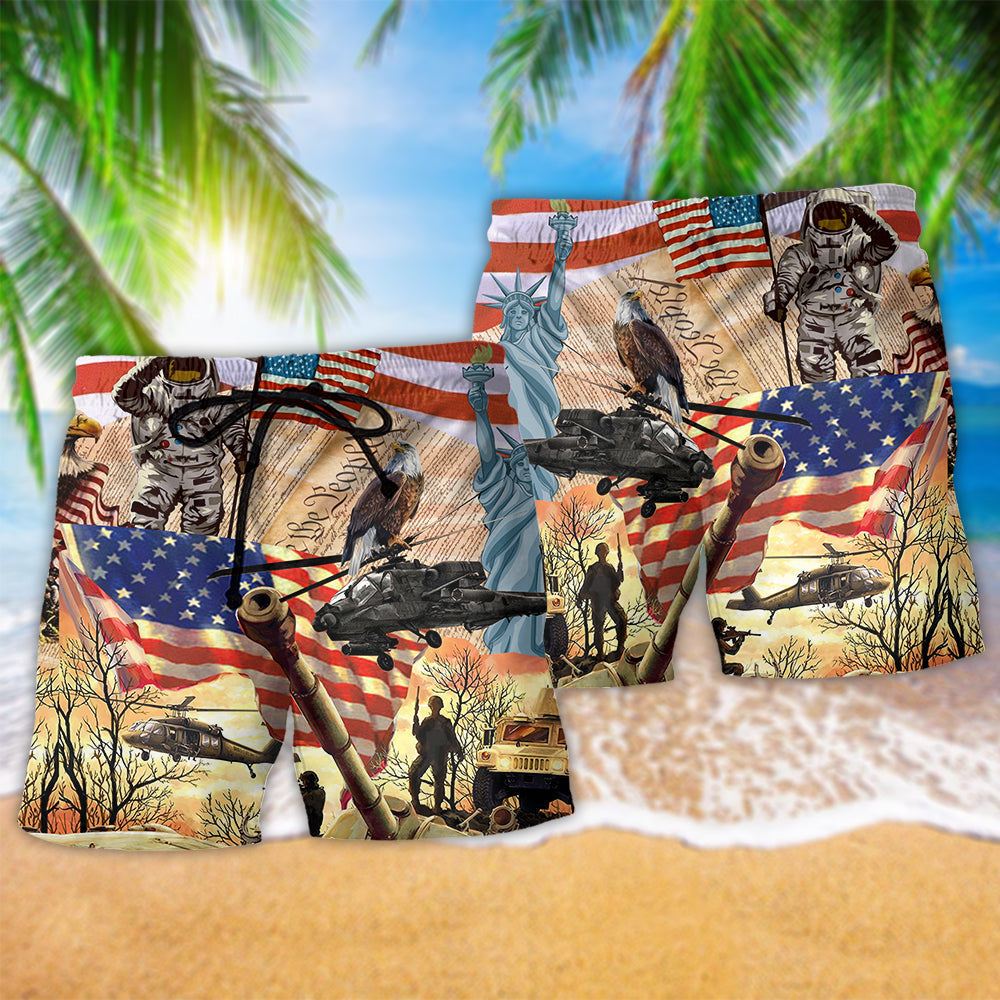 America Independence Day We The People Hawaiian Beach Shorts For American Pride Beach Days