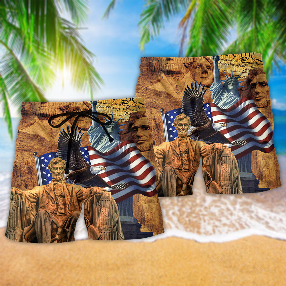 America Land Of Freedom Beach Shorts Print Detail For Thoughtful Gift Giving