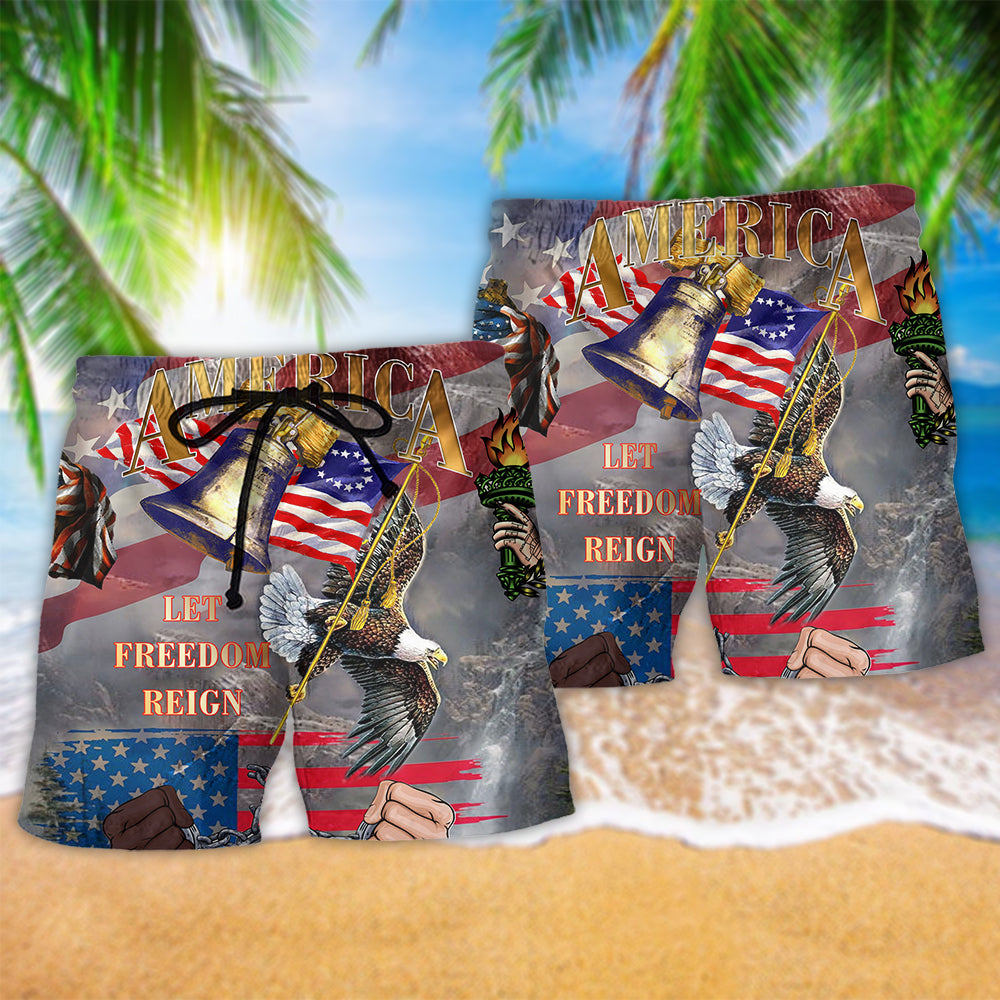 American Freedom Beach Shorts Pattern Detail For Sunny Day Activities And Leisure And Relaxation