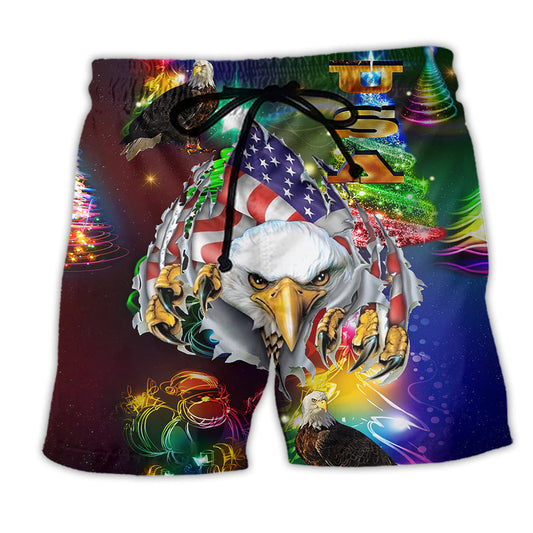 Christmas Americana Eagle Beach Shorts For Holiday Cruises And Bright Seasonal Outfits