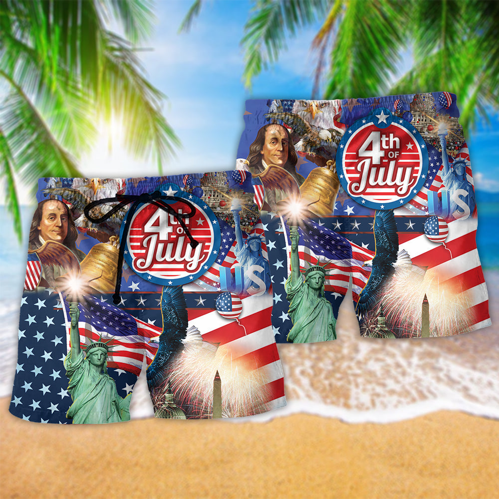 America July Patriotic Beach Shorts Print Detail For Thoughtful Gift Giving