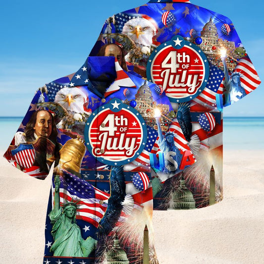 America Love July Style Hawaiian Shirt For Resort Travel Summer Events And Thoughtful Casual Gifting