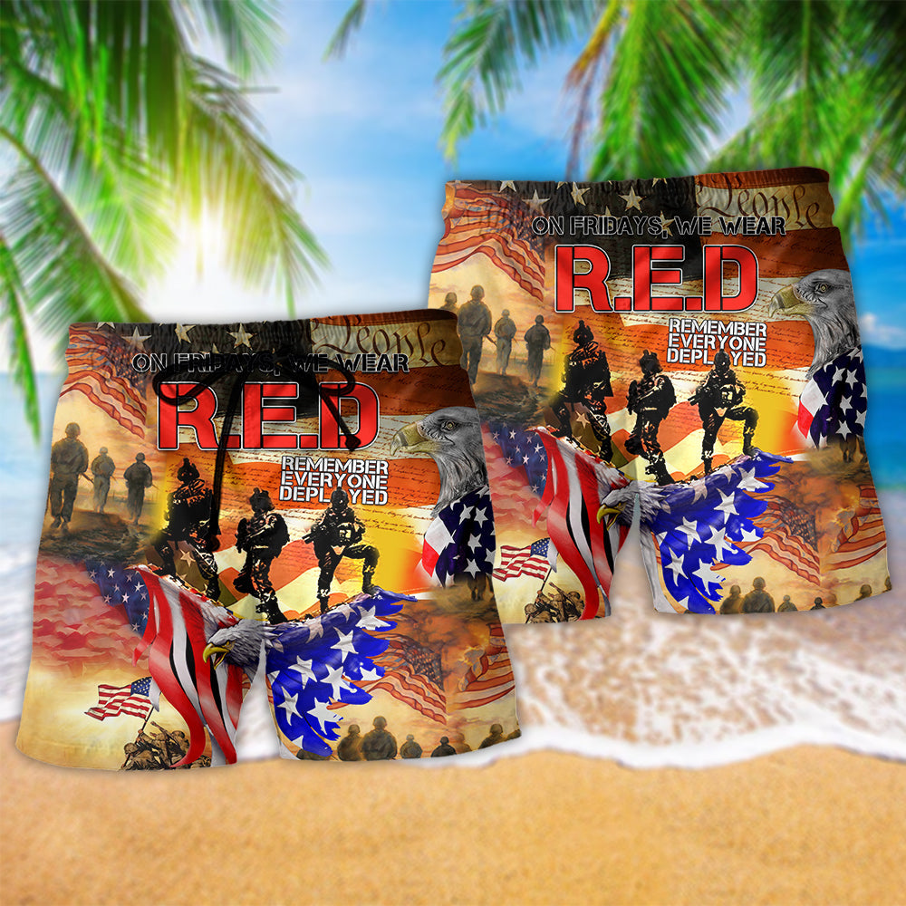 Patriotic Heart America Beach Shorts Pattern Detail For Seaside Leisure And Comfortable Daily Wear