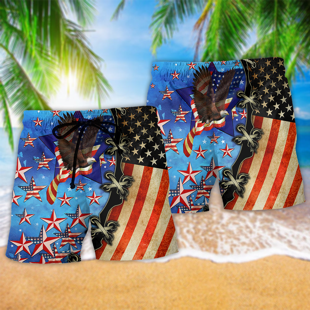 America Stars Inspirational Beach Shorts Pattern Detail For Poolside Fun And Leisure And Relaxation