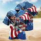 Patriotic American Eagle Hawaiian Shirt For Summer Vacation, Beach Travel, And Casual Wear