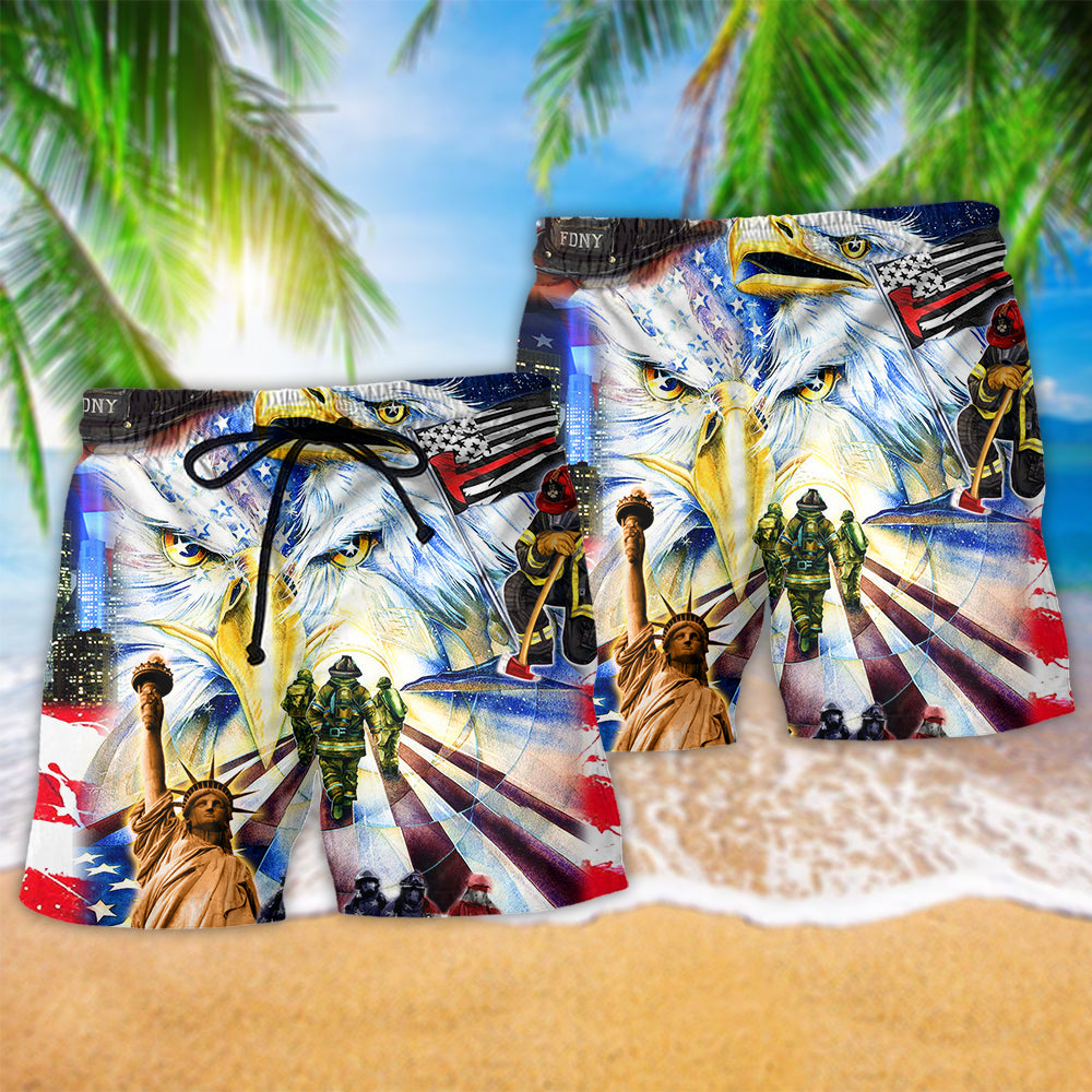 America Proud Forever Patriotic Beach Shorts Pattern View For Heritage Inspired Vacation Wear