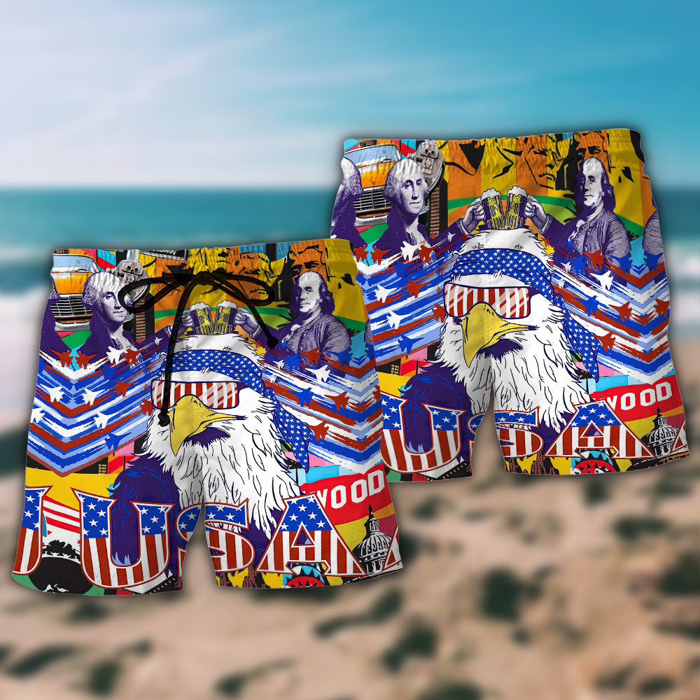 America Proud Eagle Beach Shorts Pattern Detail For Island Trips And Easygoing Coastal Style