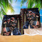 America Angry Skull Beach Shorts Artwork Detail For Coastal Festival Trips