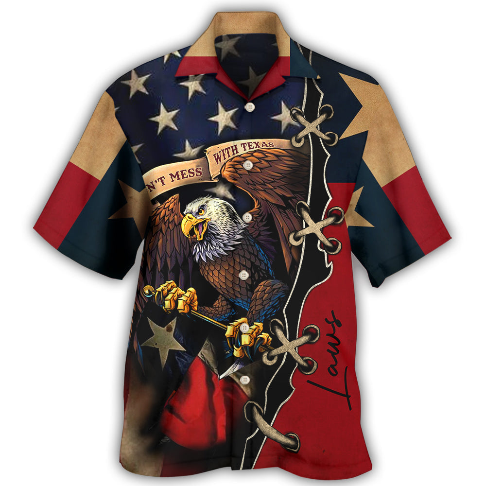 Eagle American Texas Peace Personalized Hawaiian Shirt Design View For Casual Summer Styling