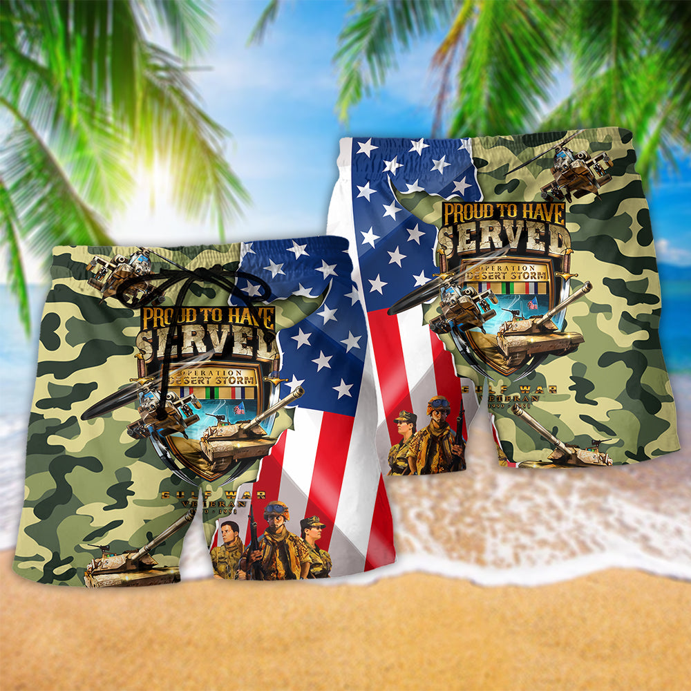 America Veteran War And Peace Hawaiian Print Beach Shorts For Independence Day Vacation Wear