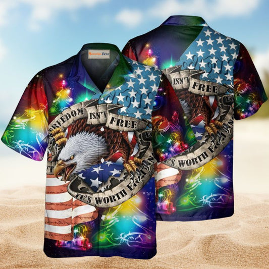 American Freedom Eagle Christmas Hawaiian Shirt For Island Vacations, Resort Wear, And Relaxed Seasonal Style