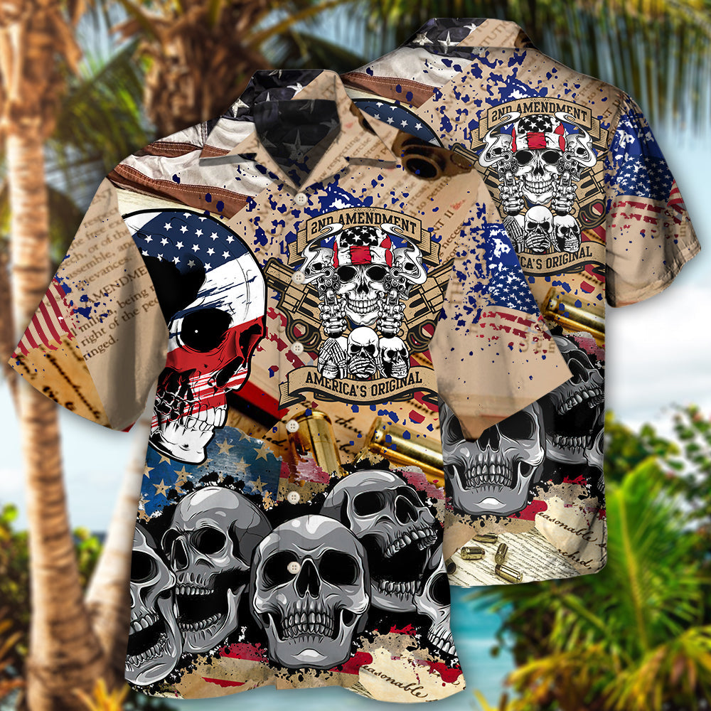 American Freedom Skull Inspired Pattern Hawaiian Shirt For Patriotic Events, Summer Travel, And Casual Outdoor Wear