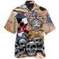 American Freedom Skull Inspired Pattern Hawaiian Shirt For Patriotic Events, Summer Travel, And Casual Outdoor Wear
