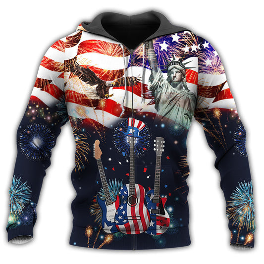 America Guitar Liberty Hoodie For Festival Outfits Music Events And Relaxed Daily Style