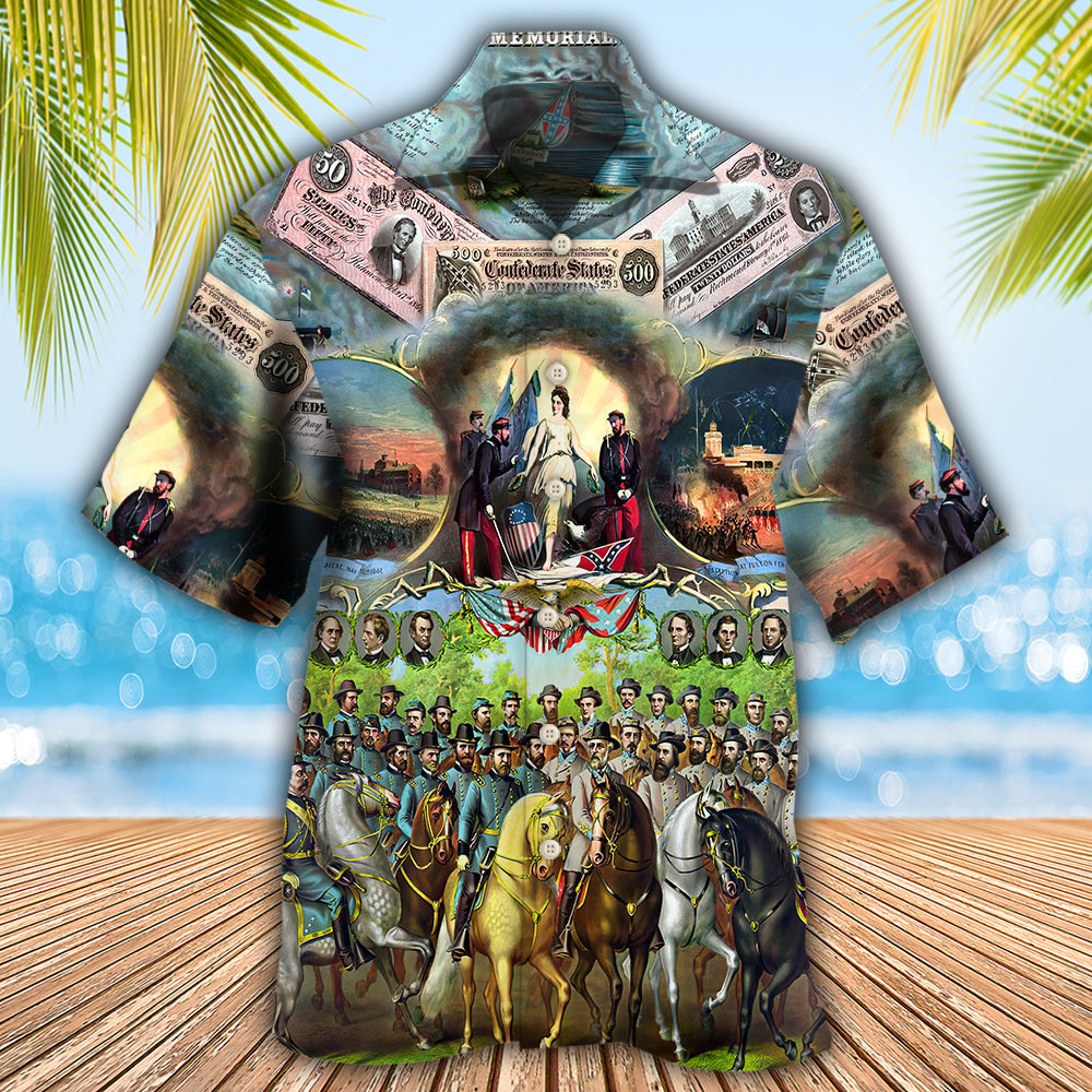 American Civil War Historical Hawaiian Shirt For Summer Celebrations, Resort Days, And Relaxed Everyday Wear