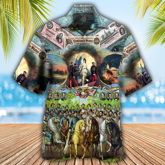 American Civil War Historical Hawaiian Shirt For Summer Celebrations, Resort Days, And Relaxed Everyday Wear