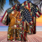Cowboy Independence Day American Patriotism Hawaiian Shirt Pattern Detail For Vacation Travel And Daily Wear