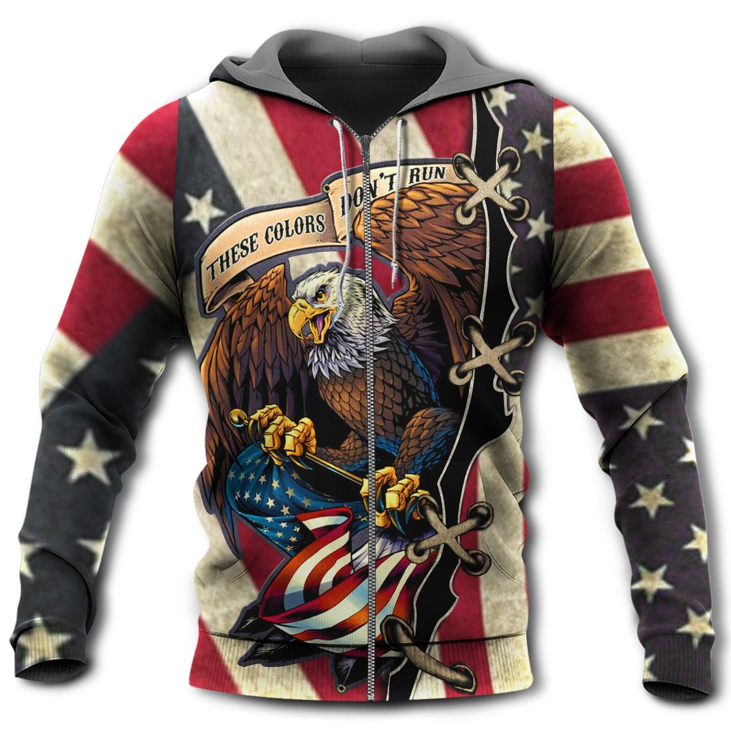 American Eagle Fly Flag Hoodie For Casual Streetwear Travel And Everyday Comfort