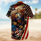 American Eagle Flag Hawaiian Shirt For Summer Celebrations, Resort Days, And Relaxed Everyday Wear
