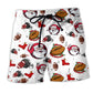 American Football Santa Christmas Beach Shorts Artwork Detail For Casual Warm Weather Outfits