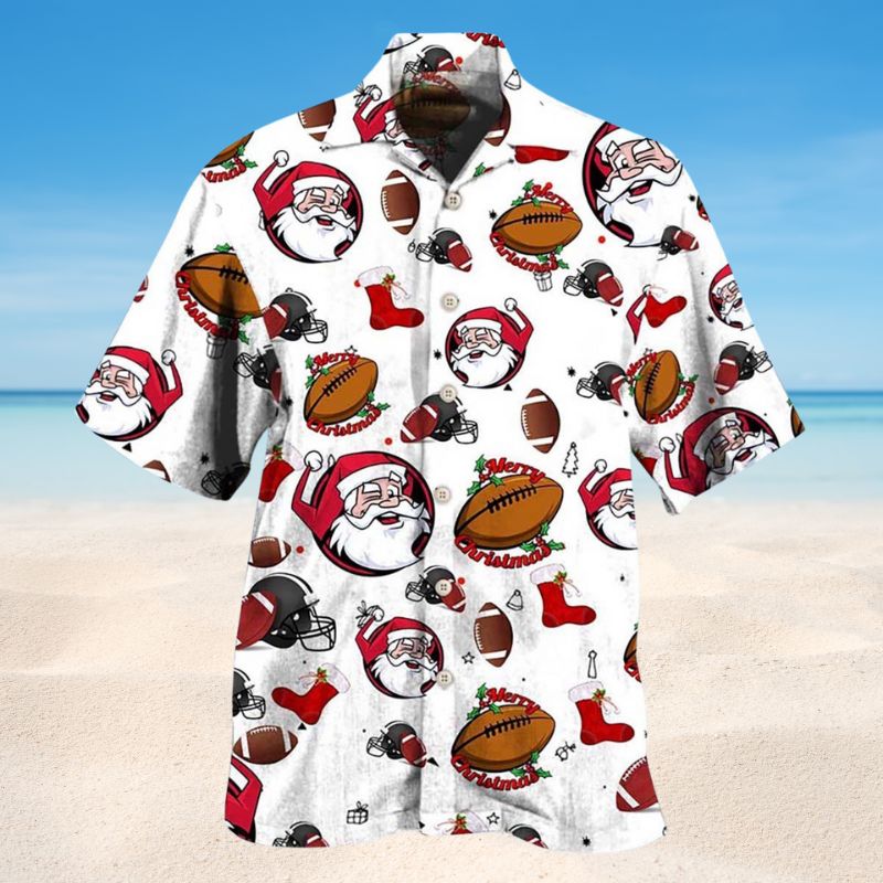 Festive American Football Christmas Hawaiian Shirt For Christmas Gatherings, Resort Trips, And Cheerful Seasonal Style