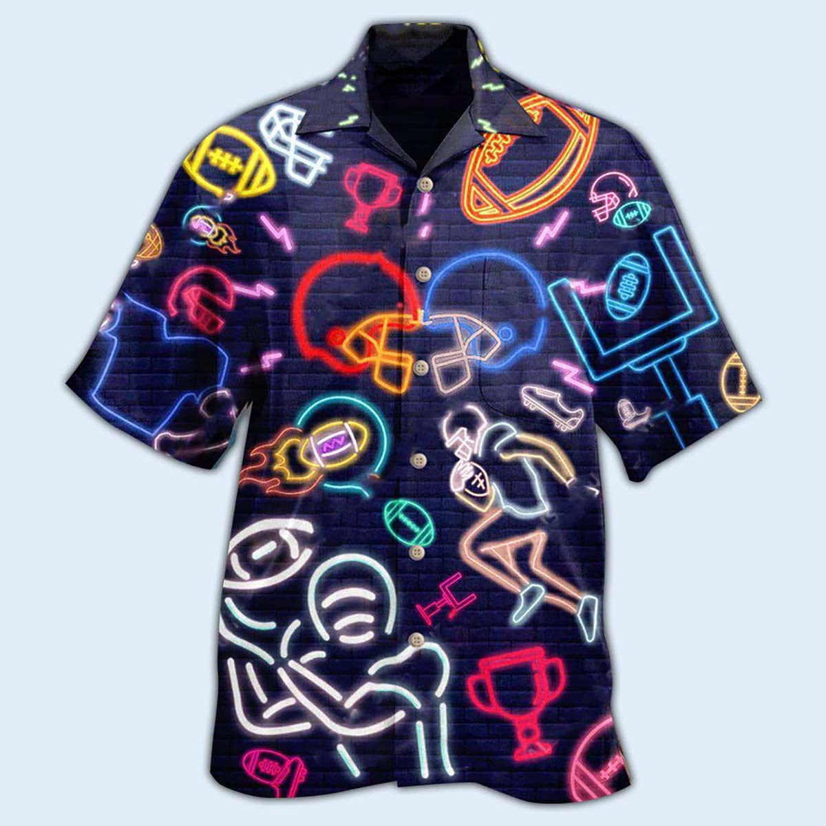 American Football Hawaiian Shirt With All Over Print For Tropical Getaways Outdoor Fun And Everyday Wear